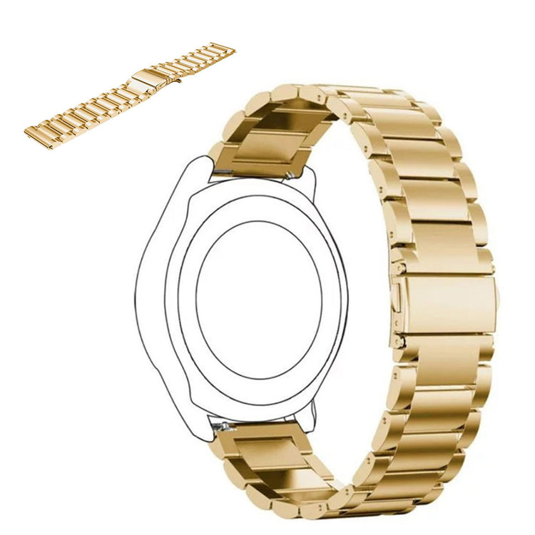 22mm Universal three bead stainless steel watch band - Gold#serie_4