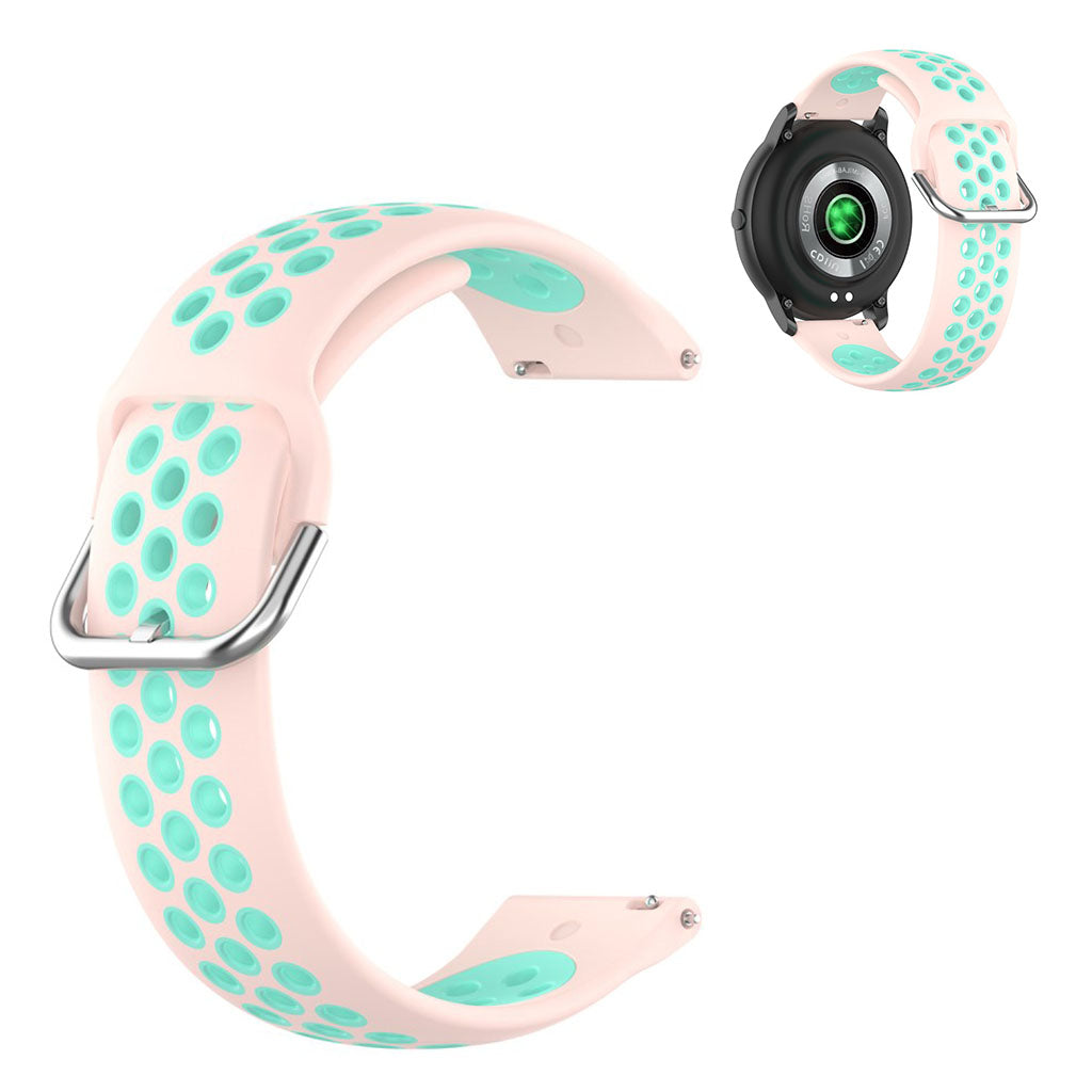 22mm Universal dual color sport silicone watch band - Light Pink / Green#serie_13
