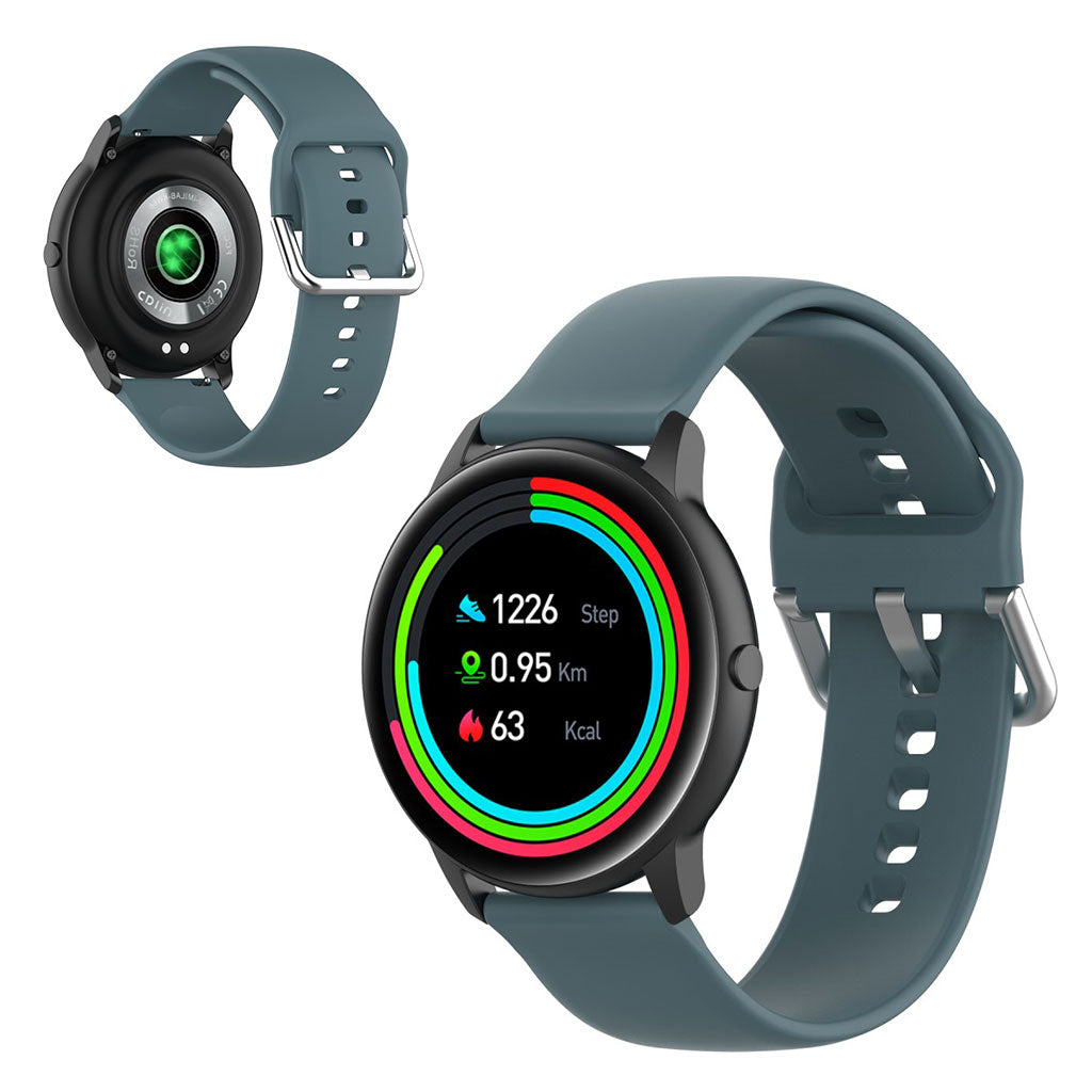 22mm Universal silicone sports watch band - Blackish Green / Size: L#serie_13