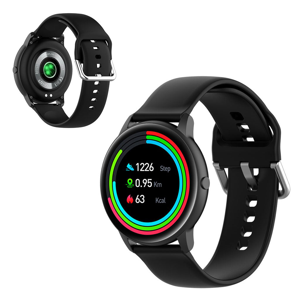 22mm Universal silicone sports watch band - Black / Size: L#serie_4