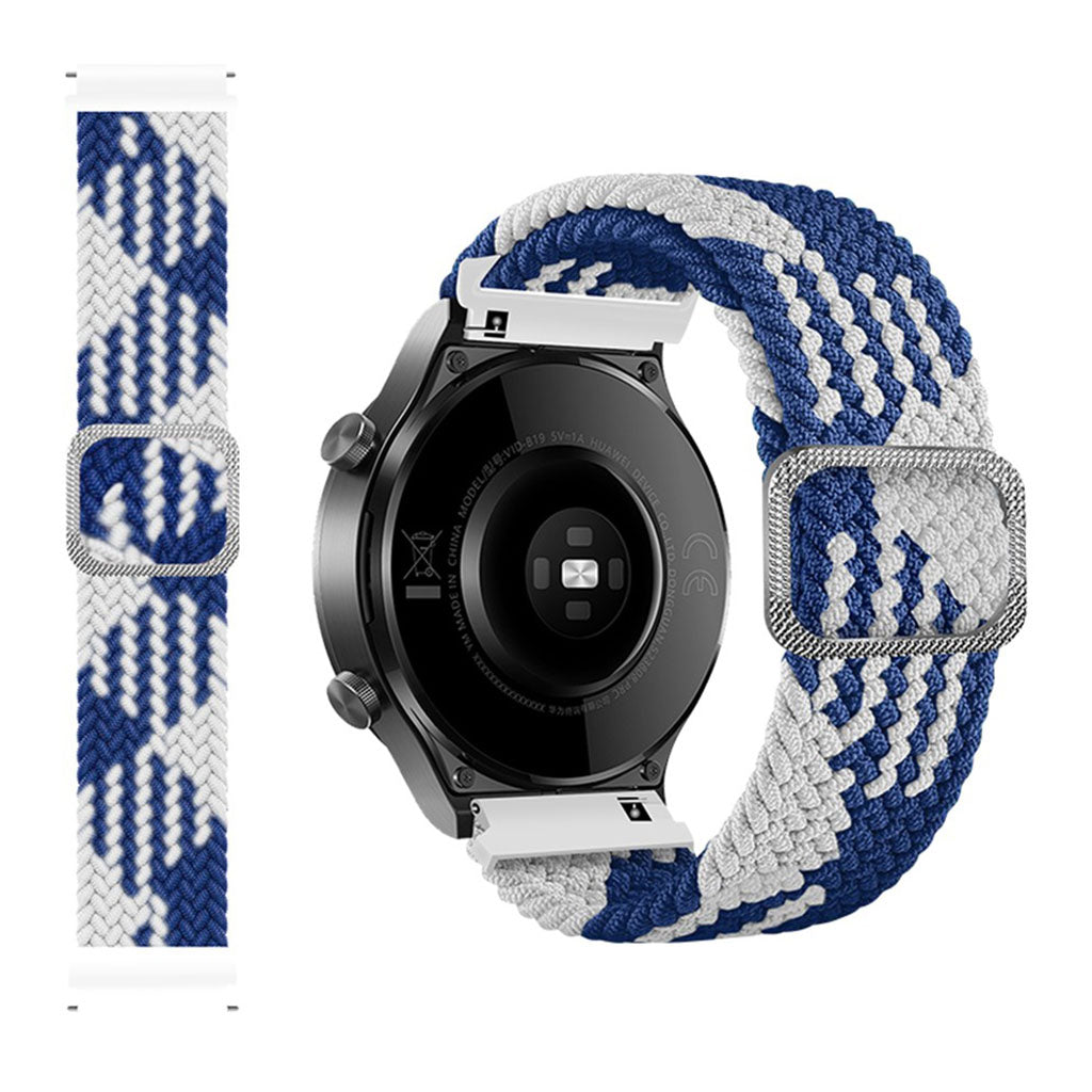 22m Universal braid pattern watch strap - Blue / White#serie_14