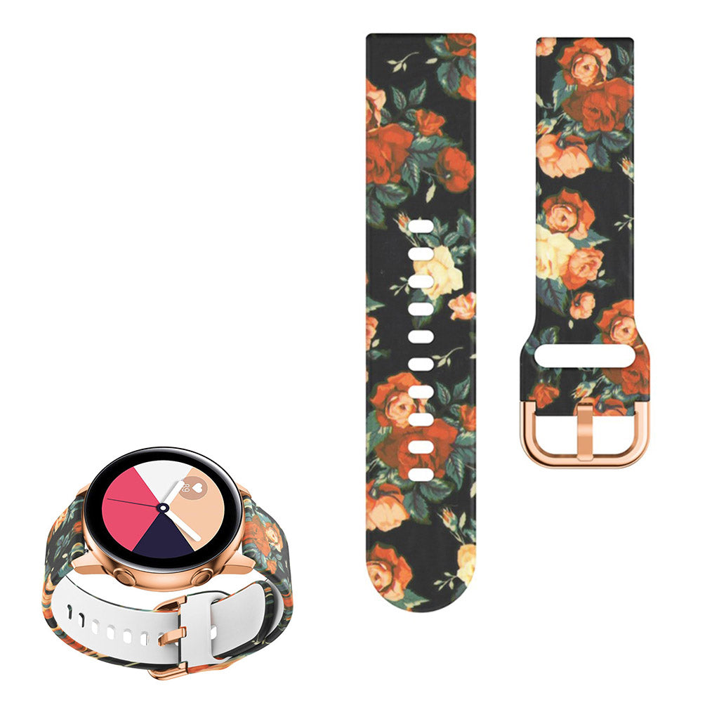 22mm Universal cool pattern silicone watch strap - Blooming Roses#serie_10