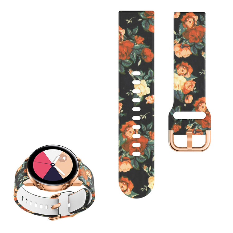 22mm Universal cool pattern silicone watch strap - Blooming Roses#serie_10