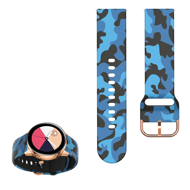 22mm Universal cool pattern silicone watch strap - Blue Camouflage#serie_18