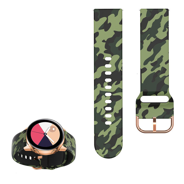 22mm Universal cool pattern silicone watch strap - Green Camouflage#serie_19