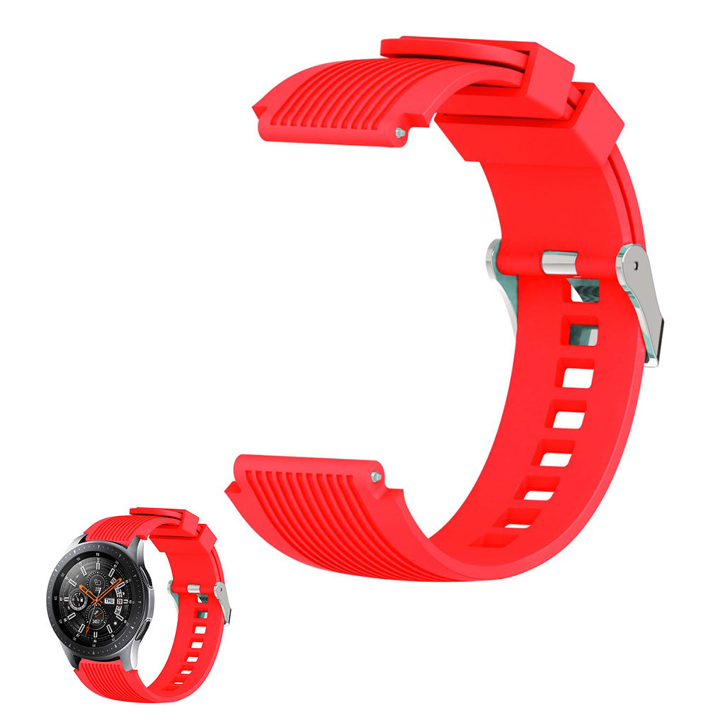 22mm Universal line etched silicone watch strap - Red#serie_4
