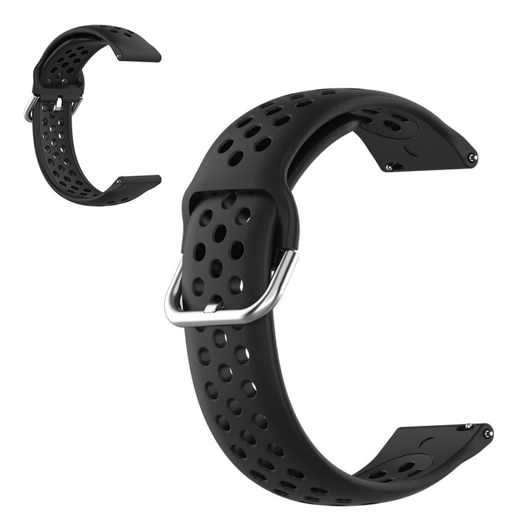 22mm Universal air hole style silicone watch strap - Black#serie_1