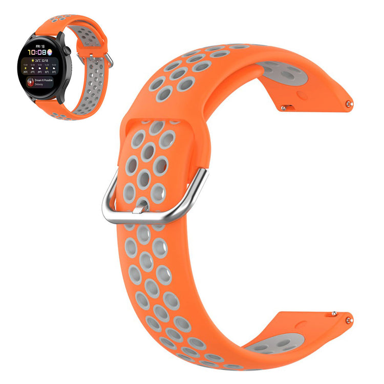 22mm Universal dual color silicone metal buckle watch strap - Orange / Grey#serie_10