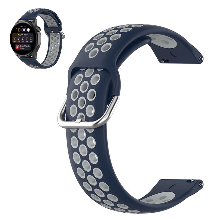 22mm Universal dual color silicone metal buckle watch strap - Midnight Blue / Grey#serie_11