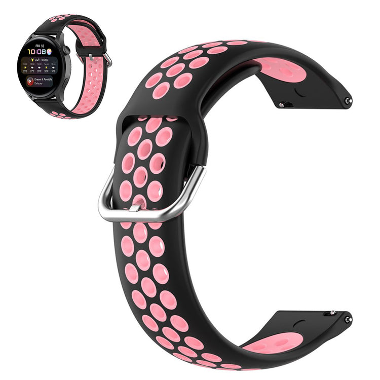 22mm Universal dual color silicone metal buckle watch strap - Black / Pink#serie_5