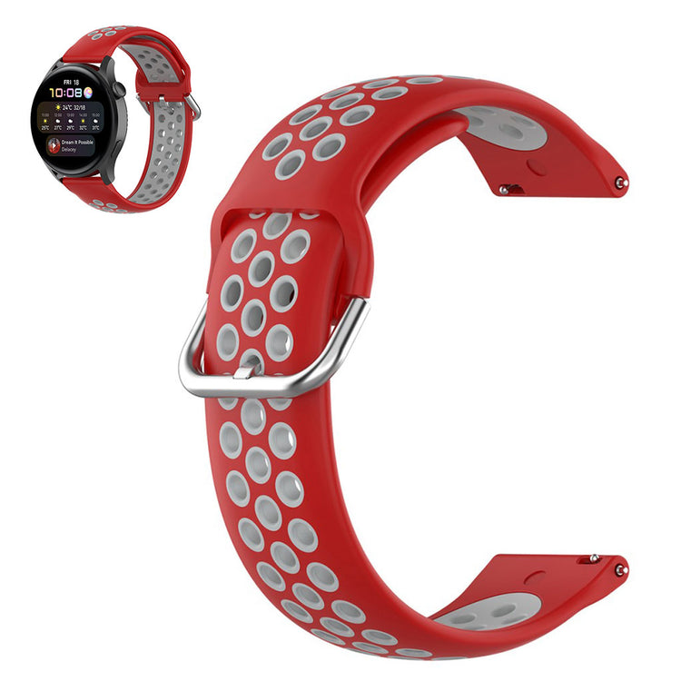 22mm Universal dual color silicone metal buckle watch strap - Red / Grey#serie_9