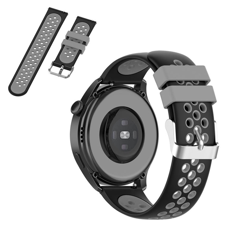 22mm Universal dual color sporty silicone watch strap - Black / Grey#serie_1