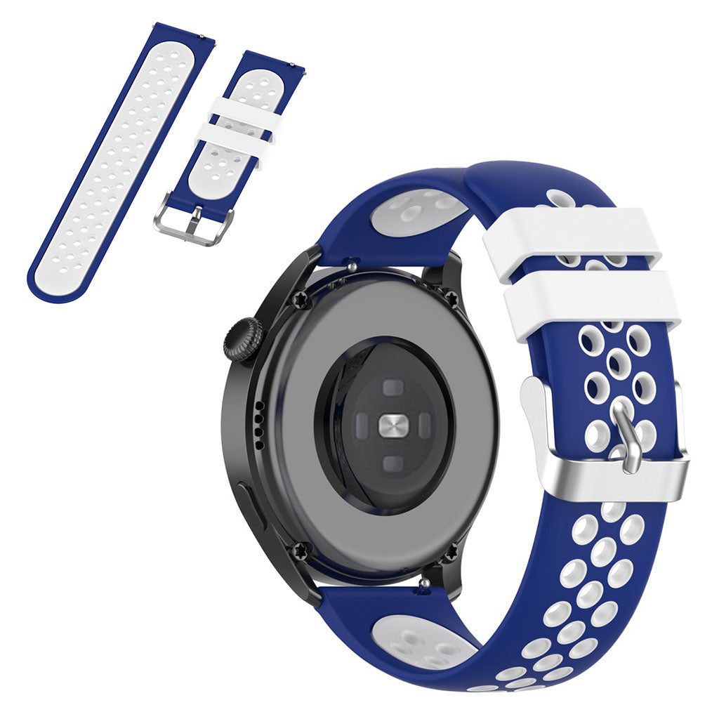 22mm Universal dual color sporty silicone watch strap - Blue / White#serie_10