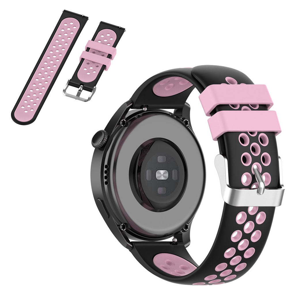 22mm Universal dual color sporty silicone watch strap - Black / Pink#serie_6