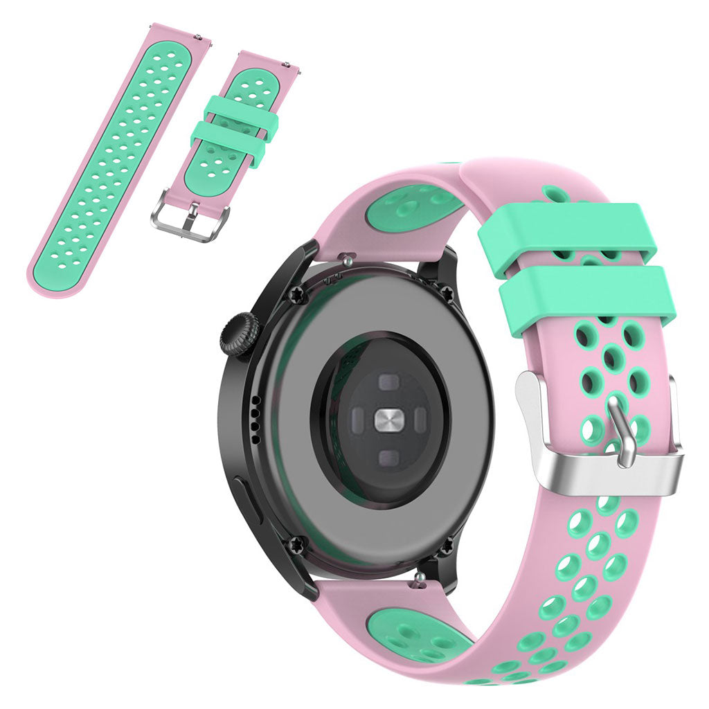 22mm Universal dual color sporty silicone watch strap - Pink / Green#serie_7