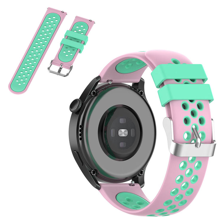 22mm Universal dual color sporty silicone watch strap - Pink / Green#serie_7