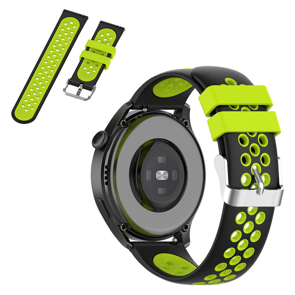 22mm Universal dual color sporty silicone watch strap - Black / Green#serie_9