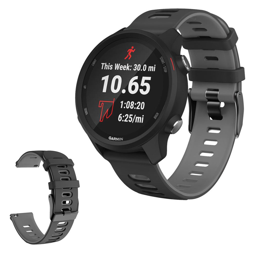 22mm Universal bi-color silicone watch strap - Black / Grey#serie_3