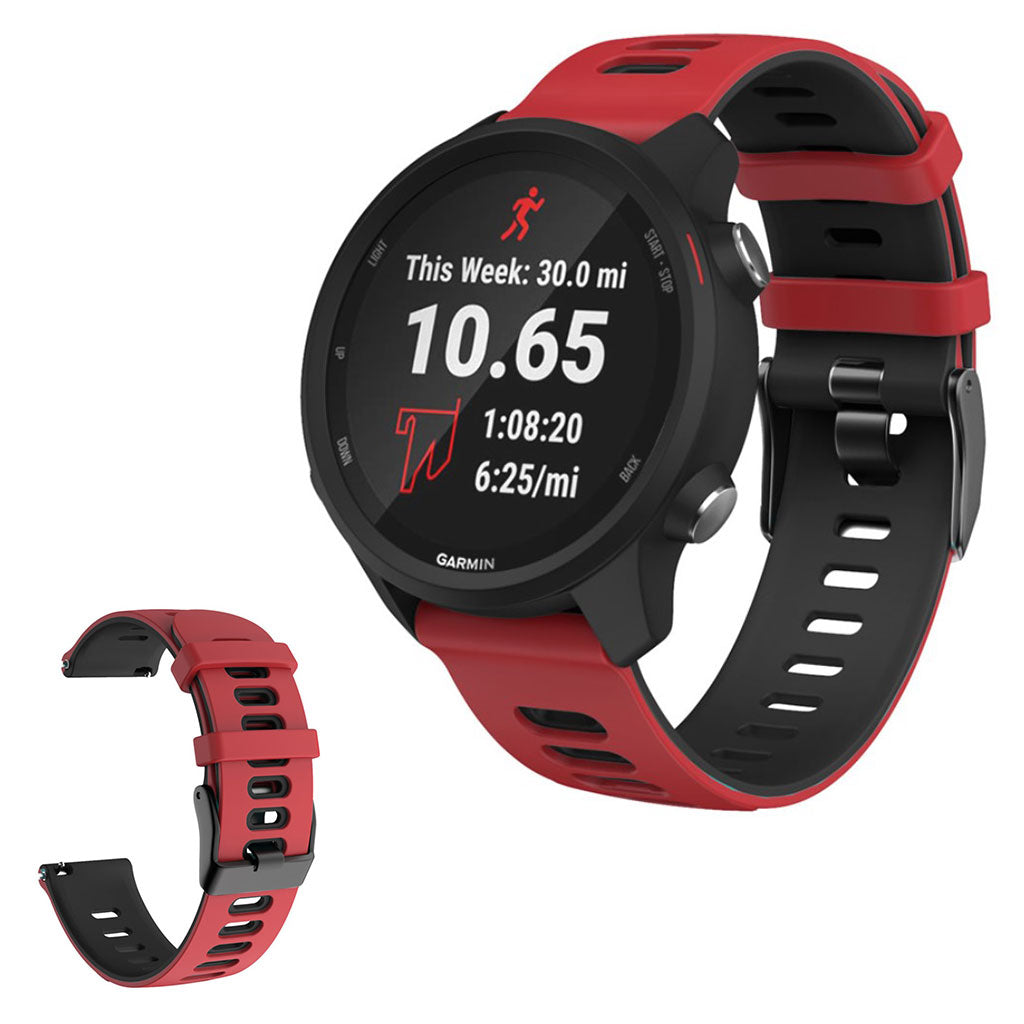 22mm Universal bi-color silicone watch strap - Red / Black#serie_4