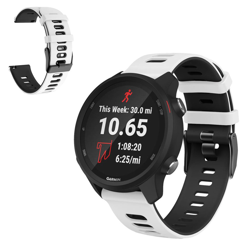 20mm Universal dual color sporty silicone watch strap - White / Black#serie_2