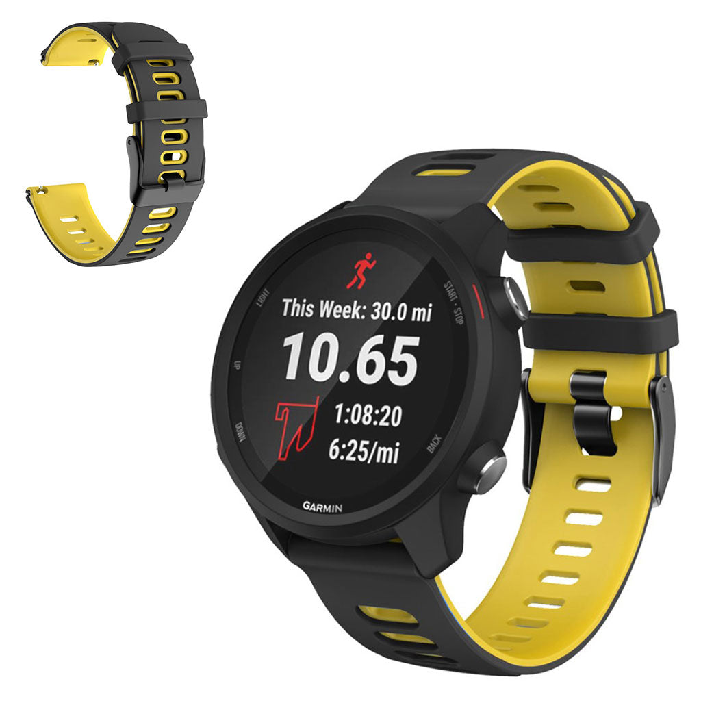 20mm Universal dual color sporty silicone watch strap - Black / Yellow#serie_3