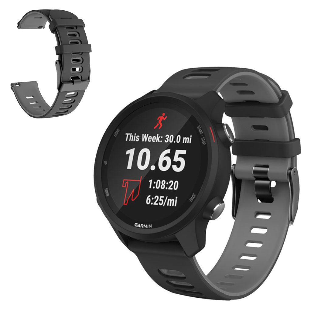 20mm Universal dual color sporty silicone watch strap - Black / Grey#serie_4