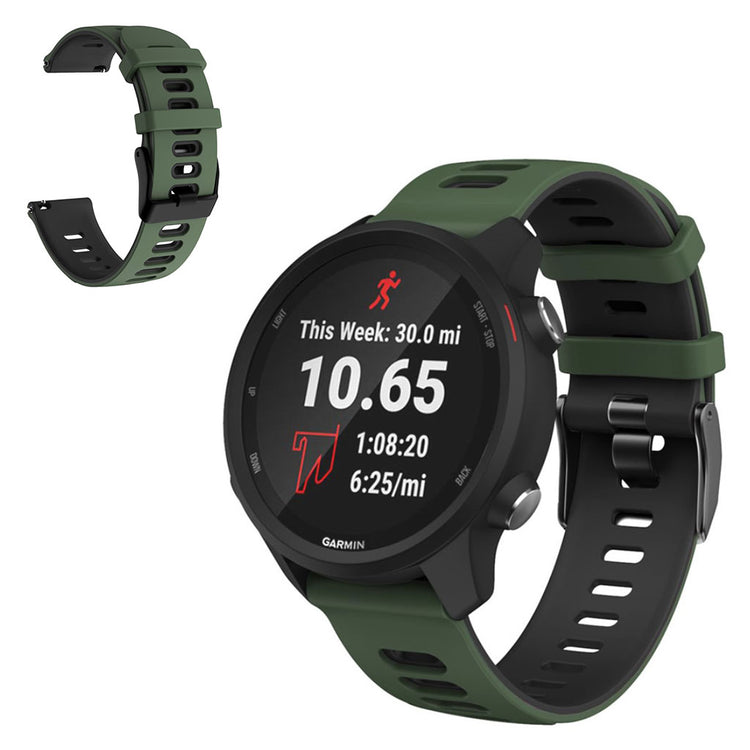 20mm Universal dual color sporty silicone watch strap - Army Green / Black#serie_5