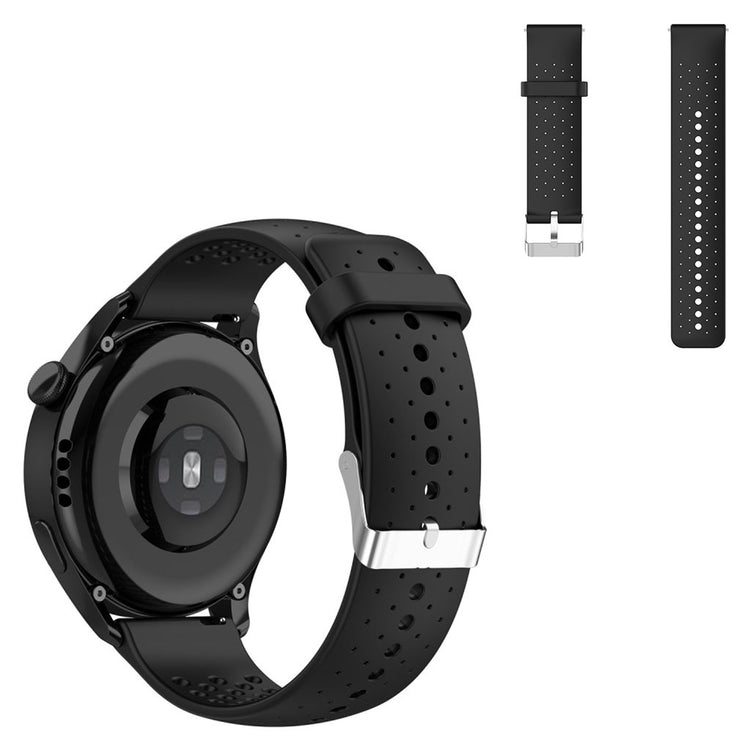 20mm Universal multi hole silicone adjustable watch strap - Black#serie_3
