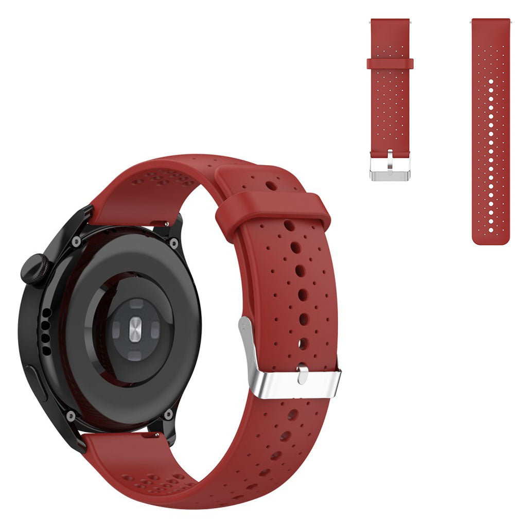 20mm Universal multi hole silicone adjustable watch strap - Red#serie_4