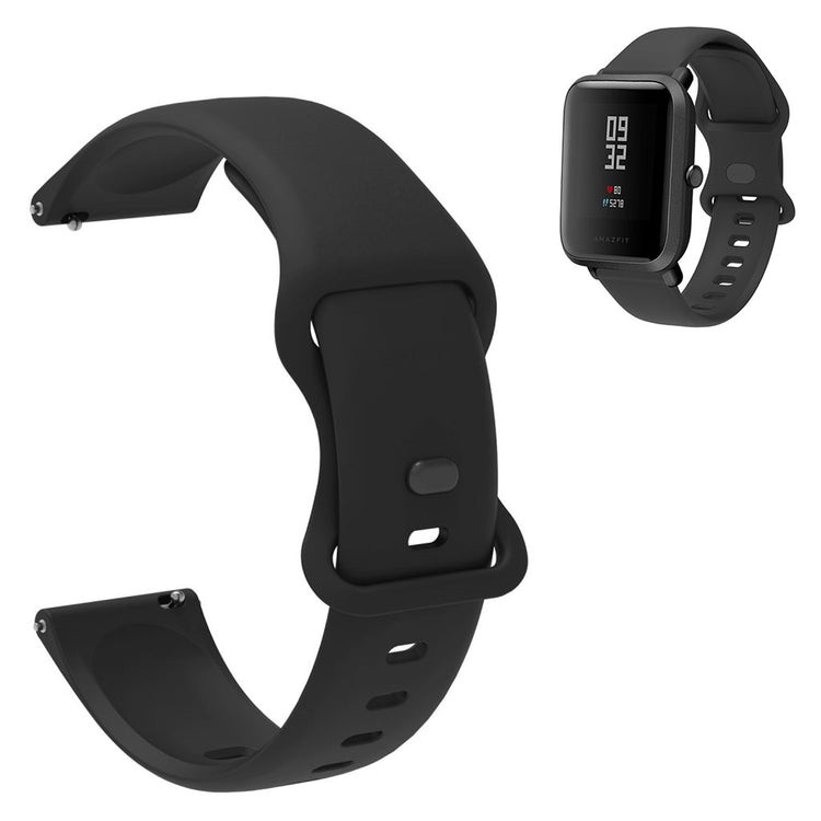 20mm Universal simple color silicone watch strap - Black#serie_1