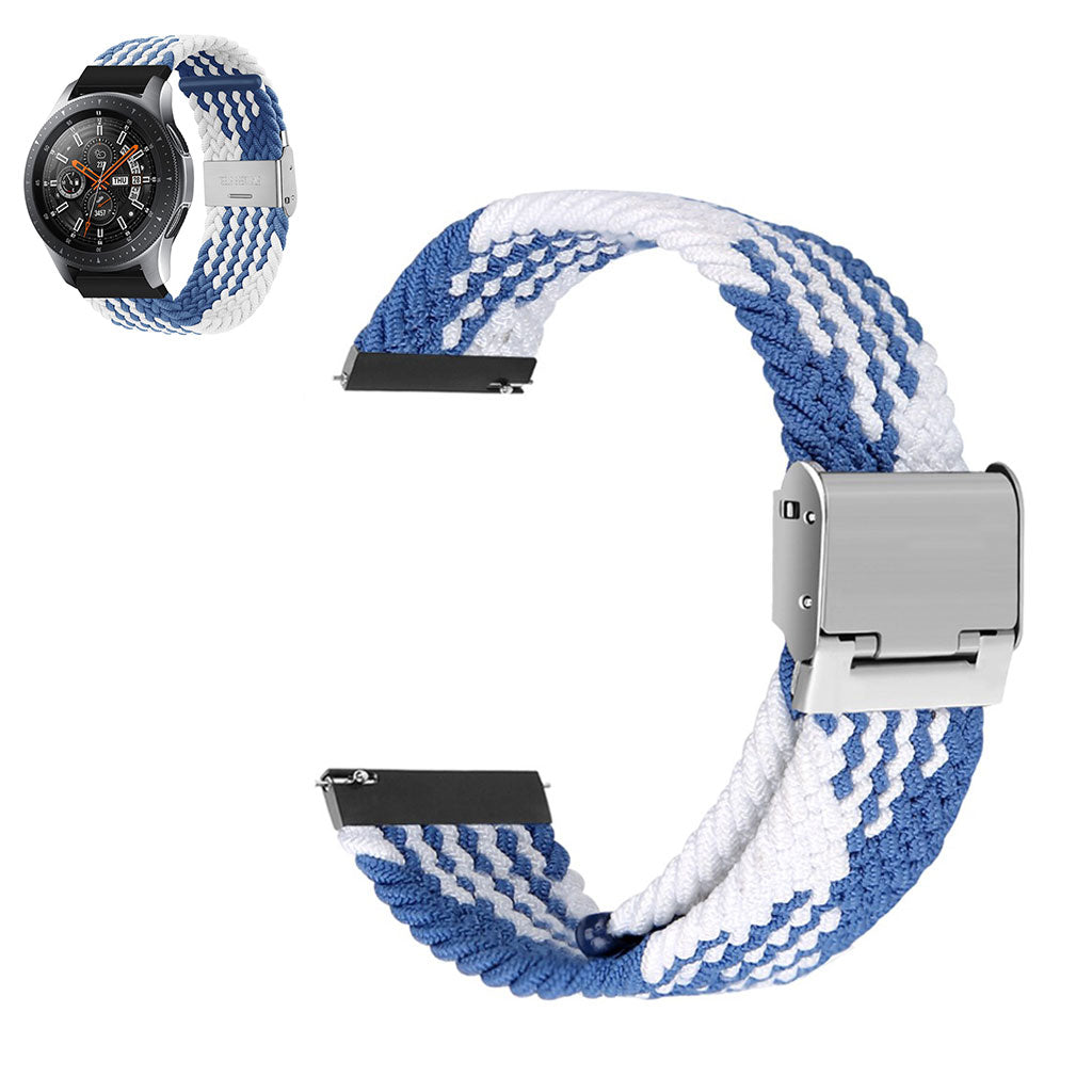 20mm Universal elastic nylon watch strap - Blue / White#serie_11
