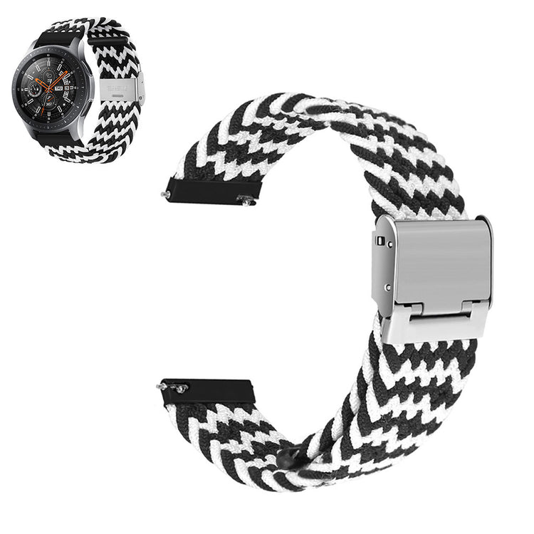 20mm Universal elastic nylon watch strap - Black / White Band#serie_6