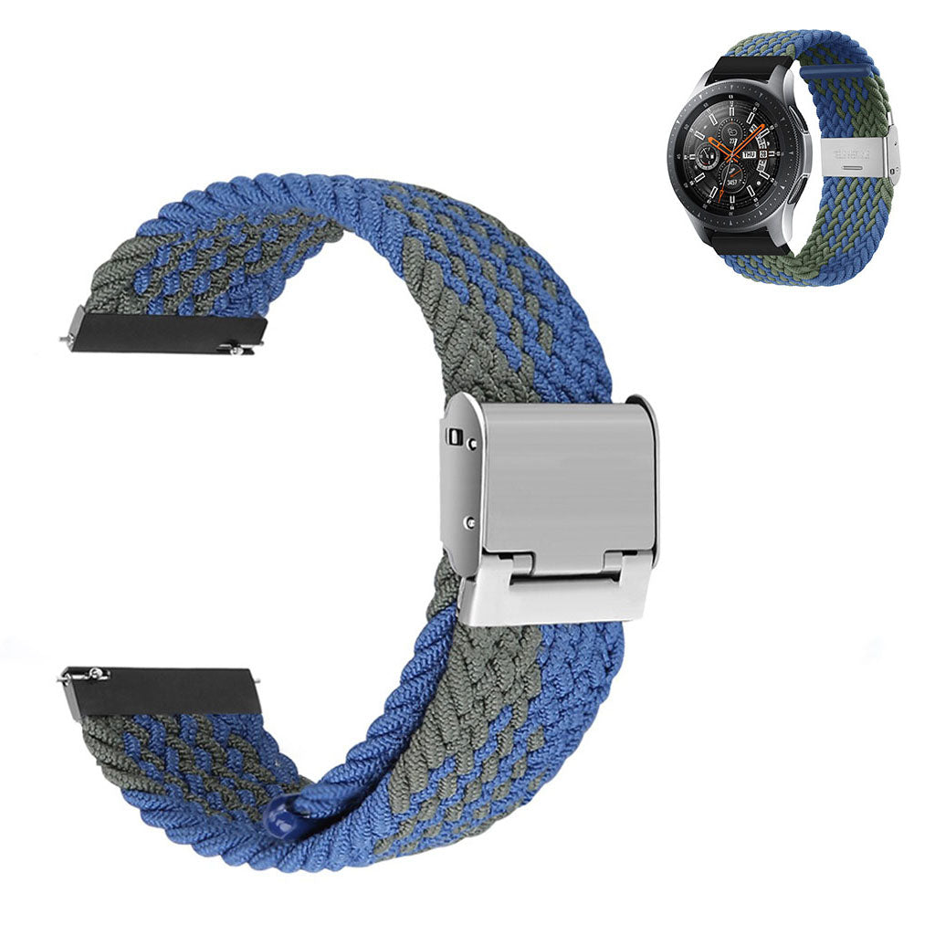 22mm Universal elastic nylon watch strap - Blue / Green Stripe#serie_19