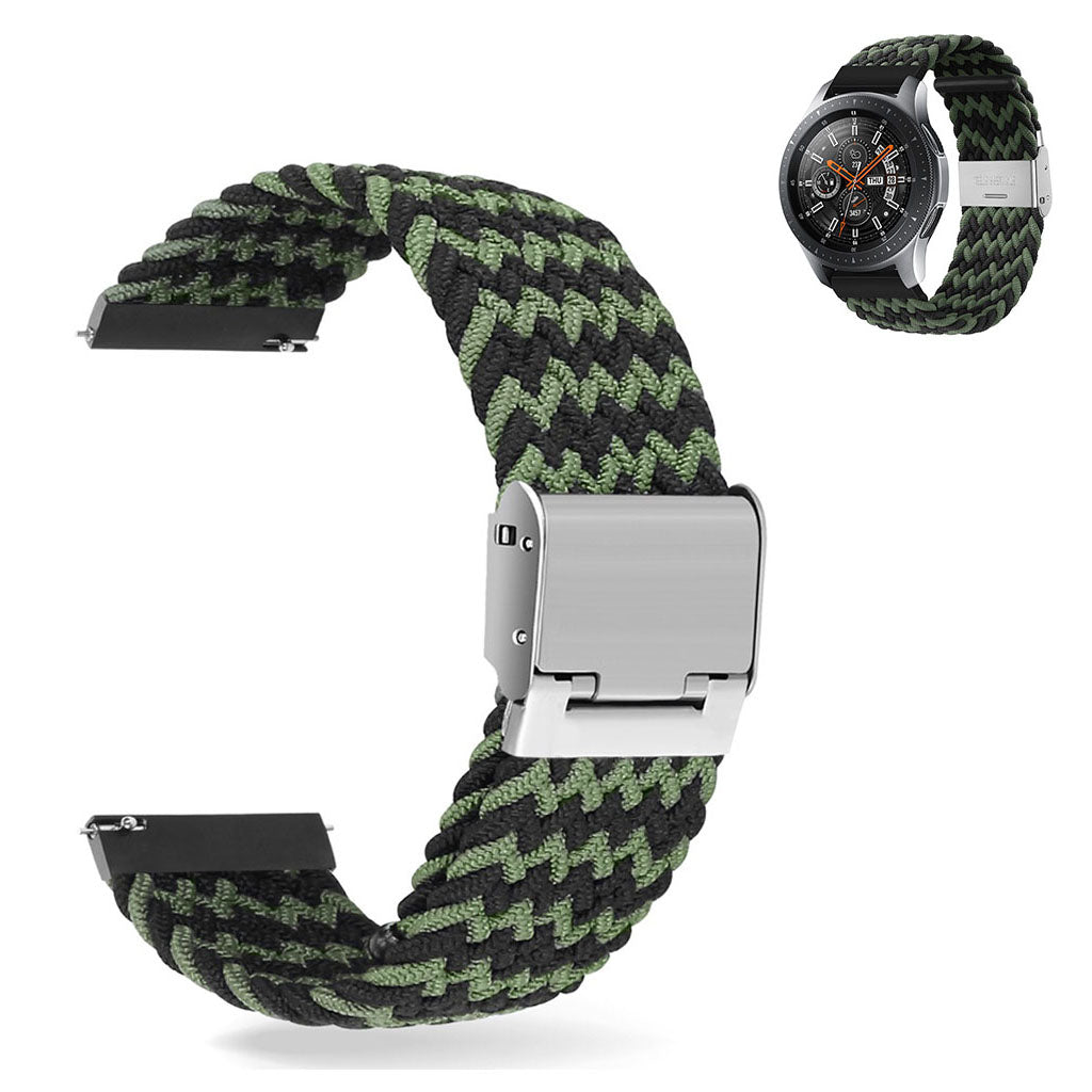 22mm Universal elastic nylon watch strap - Black / Green#serie_3