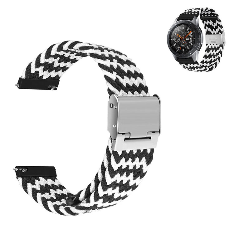 22mm Universal elastic nylon watch strap - Black / White Band#serie_5