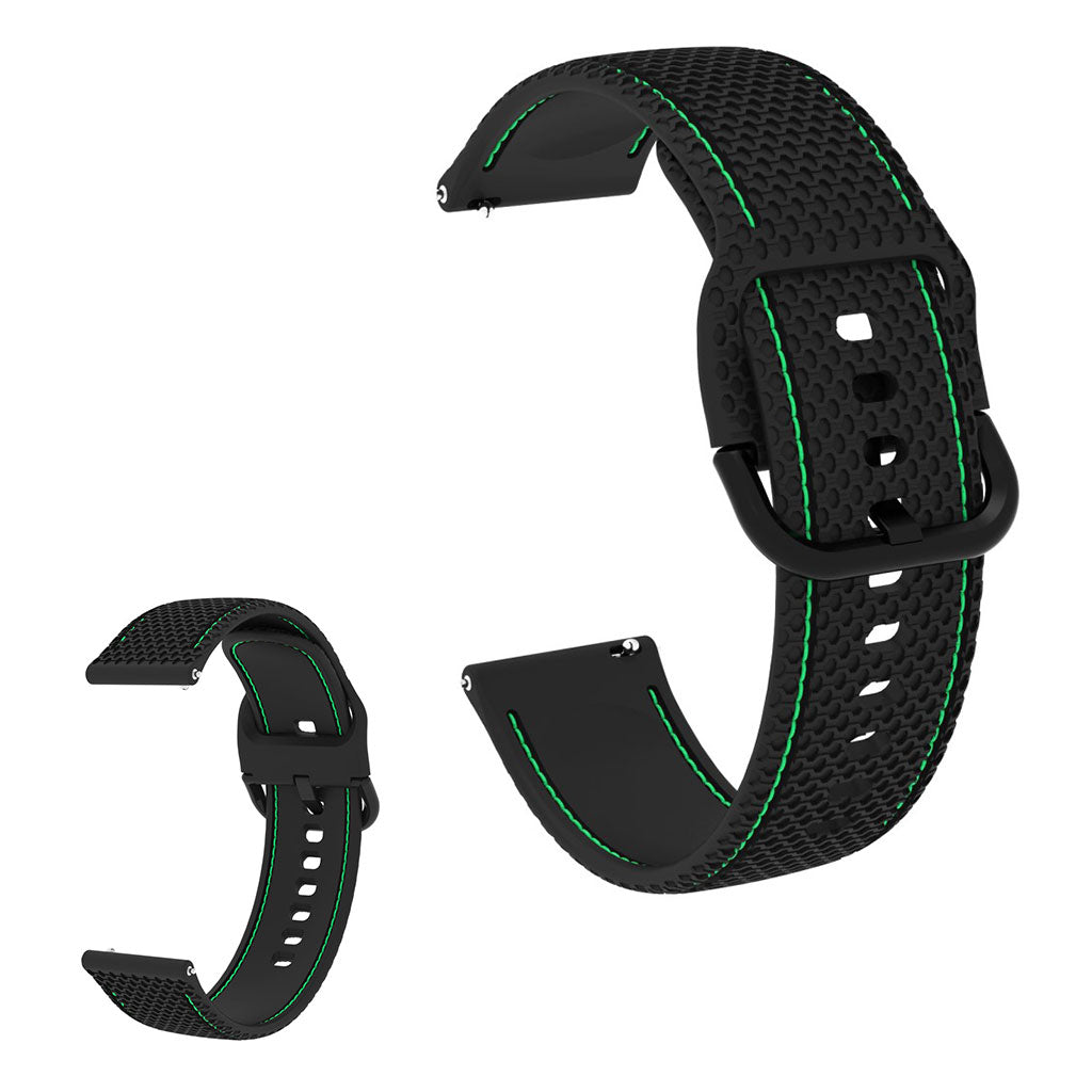 20mm Universal line design silicone watch strap - Black / Green#serie_3