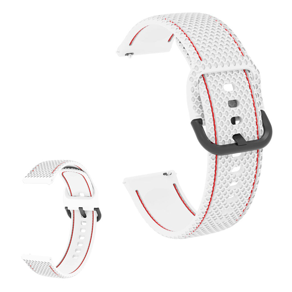 20mm Universal line design silicone watch strap - White / Red#serie_4