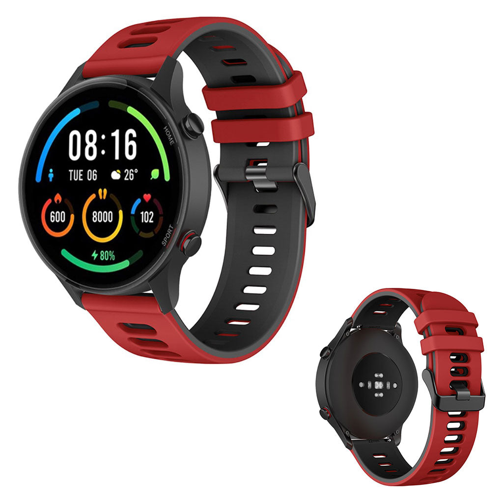 22mm Universal dual color watch strap - Red / Black#serie_5