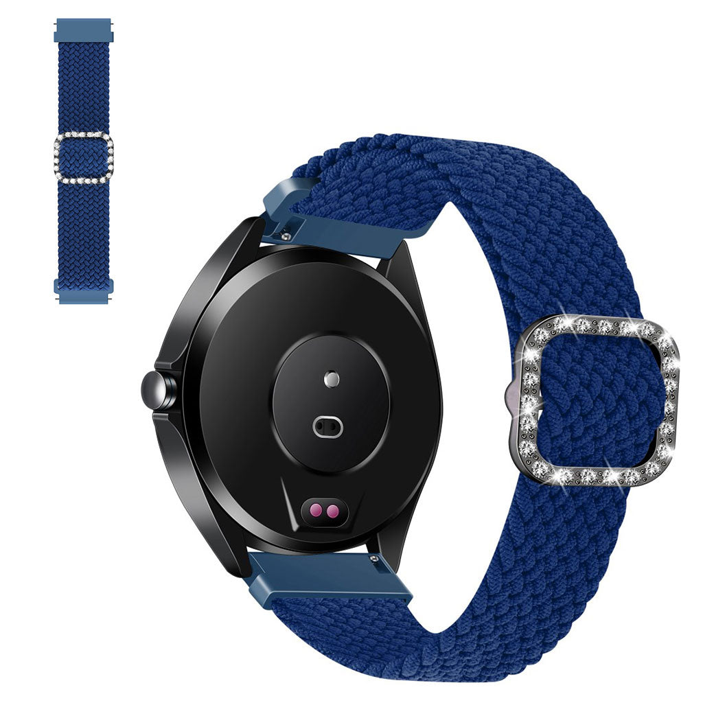 22mm Universal nylon + rhinestone buckle watch strap - Blue#serie_18