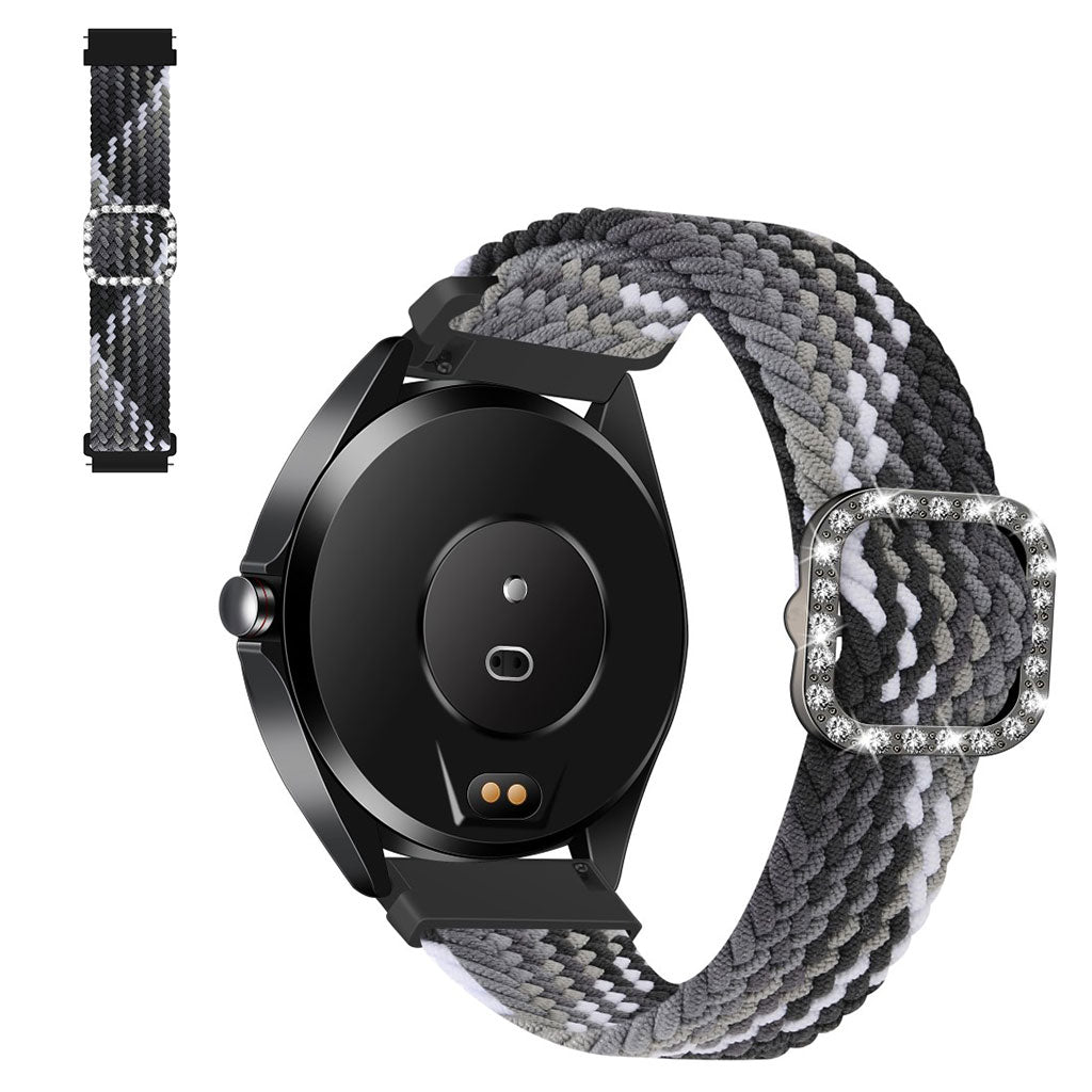 22mm Universal nylon + rhinestone buckle watch strap - Black Color#serie_2