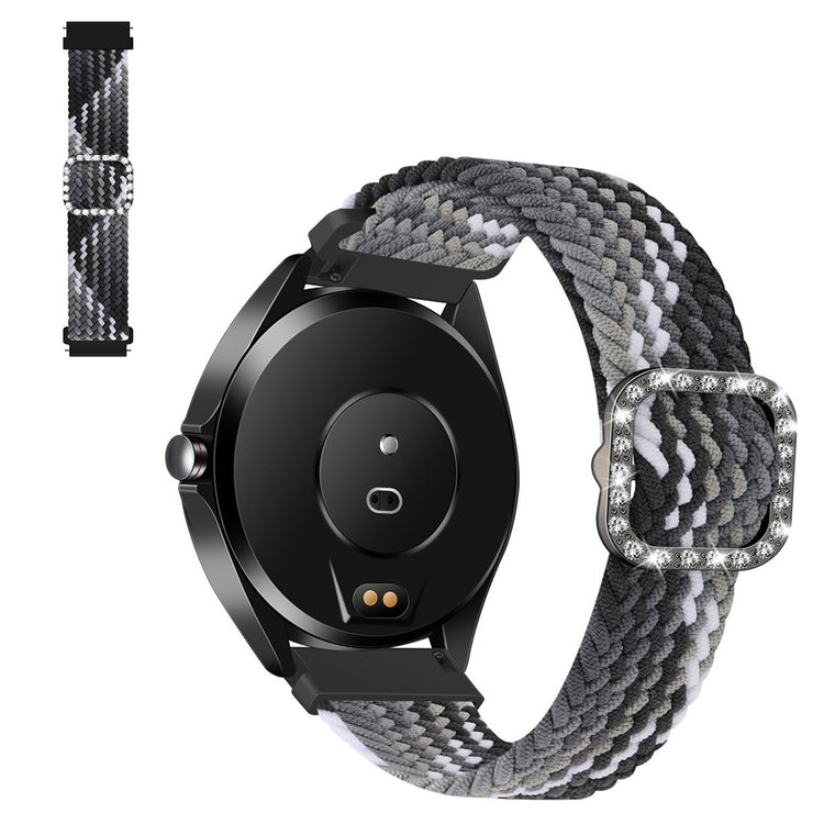 22mm Universal nylon + rhinestone buckle watch strap - Black Color#serie_2