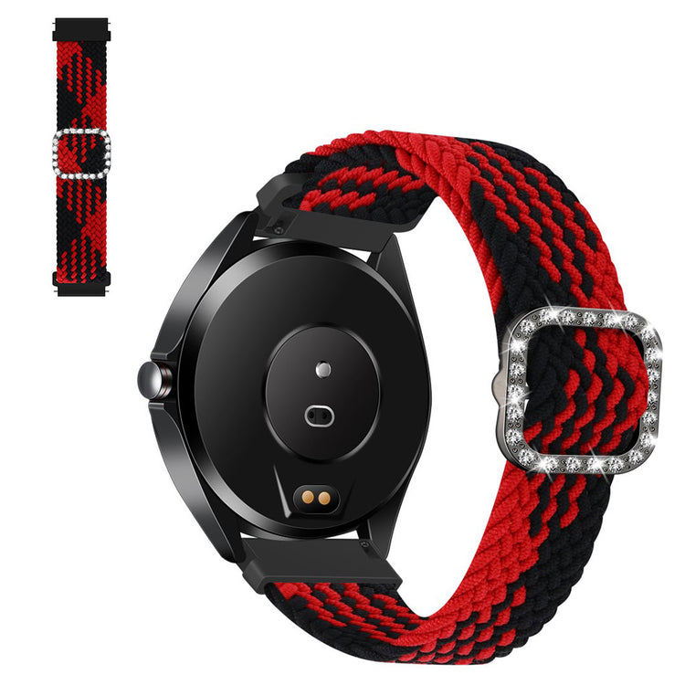 22mm Universal nylon + rhinestone buckle watch strap - Red between Black#serie_3