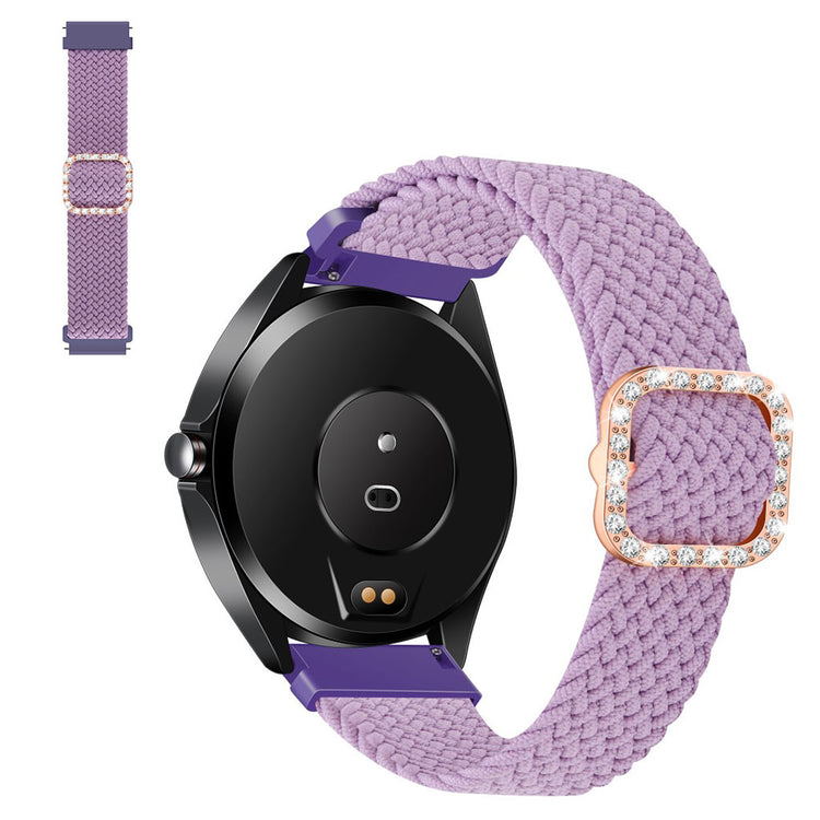 22mm Universal nylon + rhinestone buckle watch strap - Purple#serie_4