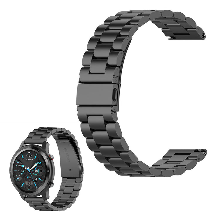 Universal three bead stainless steel watch strap - Black#serie_1