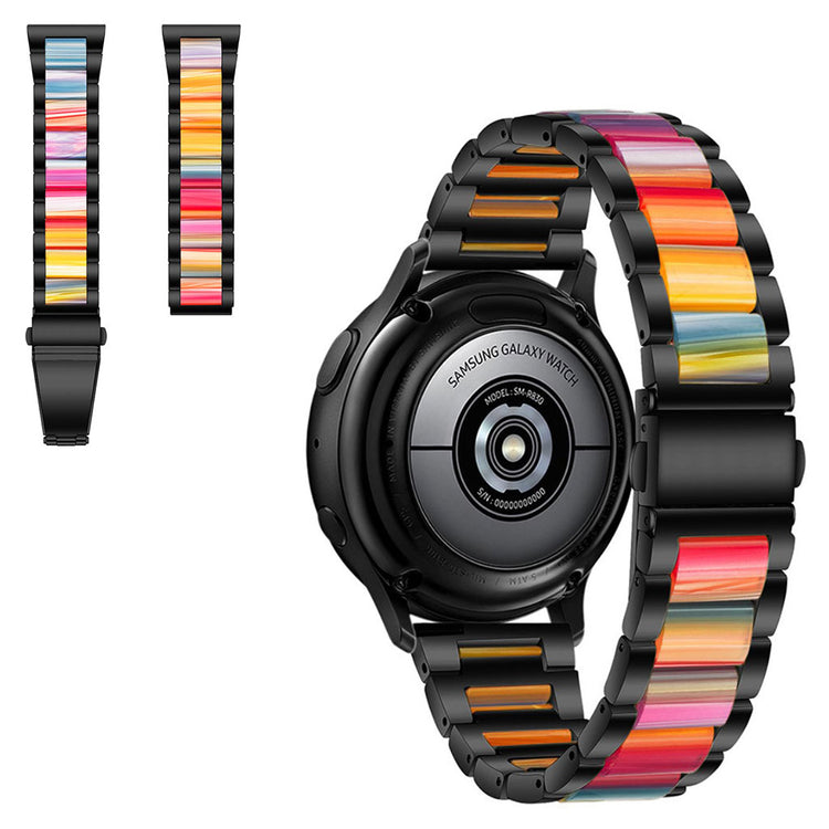 22mm Universal jazzy three bead resin stainless steel watch strap - Black / Rainbow#serie_1