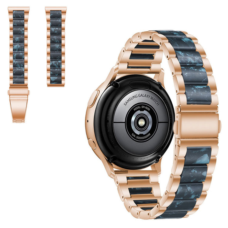 22mm Universal jazzy three bead resin stainless steel watch strap - Rose Gold / Ink Wash#serie_10