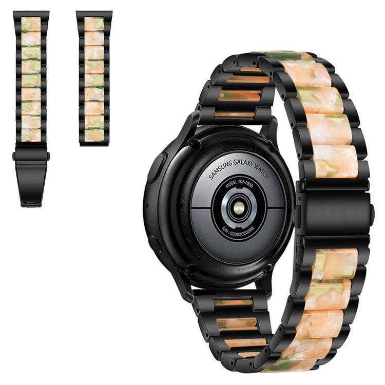 22mm Universal jazzy three bead resin stainless steel watch strap - Black / Pink Green#serie_2