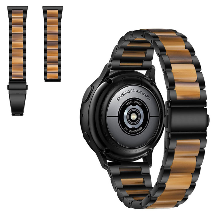 22mm Universal jazzy three bead resin stainless steel watch strap - Black / Honey#serie_3