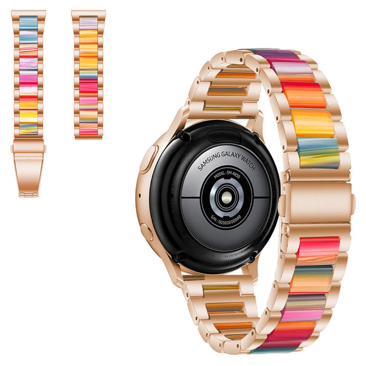 22mm Universal jazzy three bead resin stainless steel watch strap - Rose Gold / Rainbow#serie_6