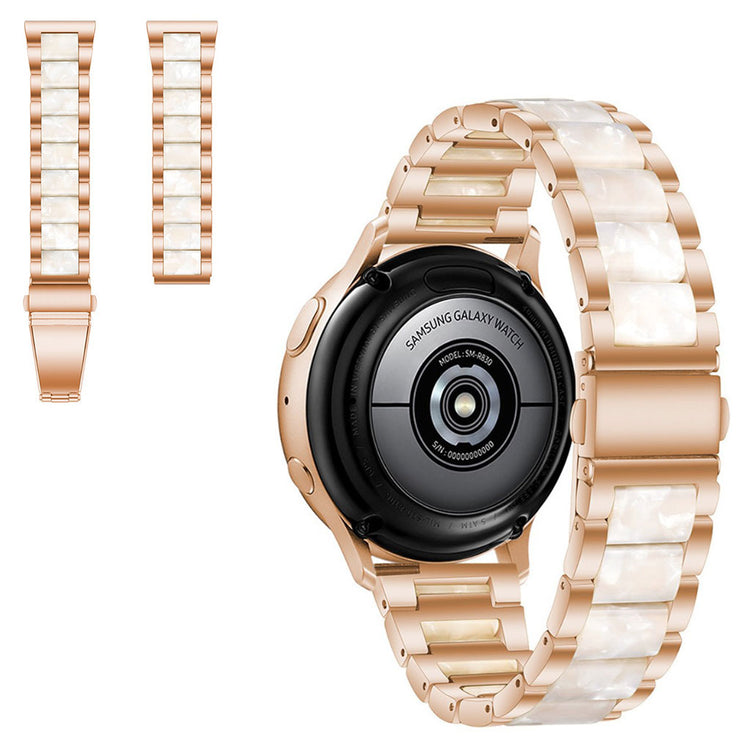 22mm Universal jazzy three bead resin stainless steel watch strap - Rose Gold / Pearl White#serie_7